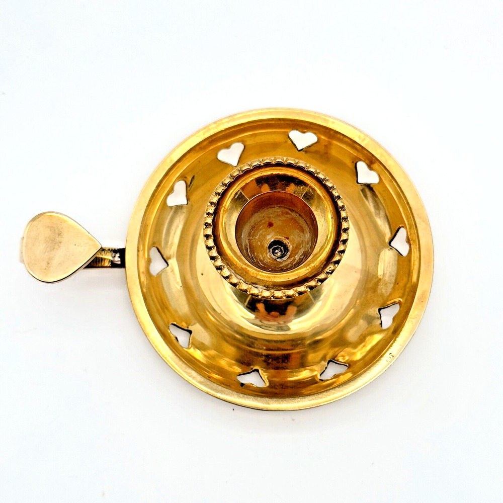 Vintage Solid Brass Candle Holder Heart Design With Finger Loop Handle India